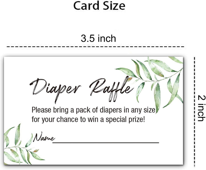 50 Greenery Diaper Raffle Tickets for Girl or Boy Baby Shower Invitations, Baby Shower Games, 3.5" X 2" with Name Line
