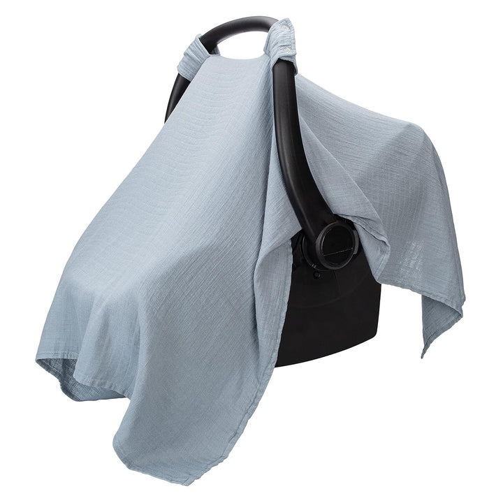 Baby Car Seat Cover - Soft, Breathable Bamboo Rayon and Muslin Cotton Blend - Lightweight Canopy for Sun, Bug, and Comfort Protection - Large Size Infant Seat Cover in Sage Design