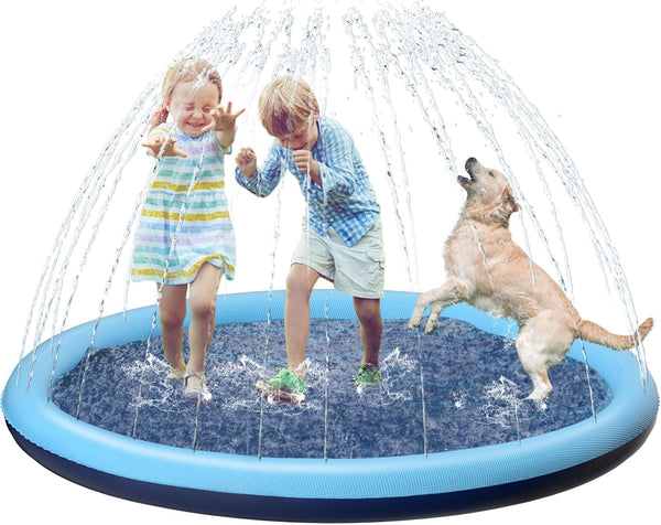 Kids Dog Splash Pad Sprinkler -  Non Slip Dog Sprinkler Pad Splash Pool Puppy Dogs Pool Summer Outdoor Water Toys Backyard Durable Splash Pad for Toddlers Kids Small Medium Large Dogs Pet