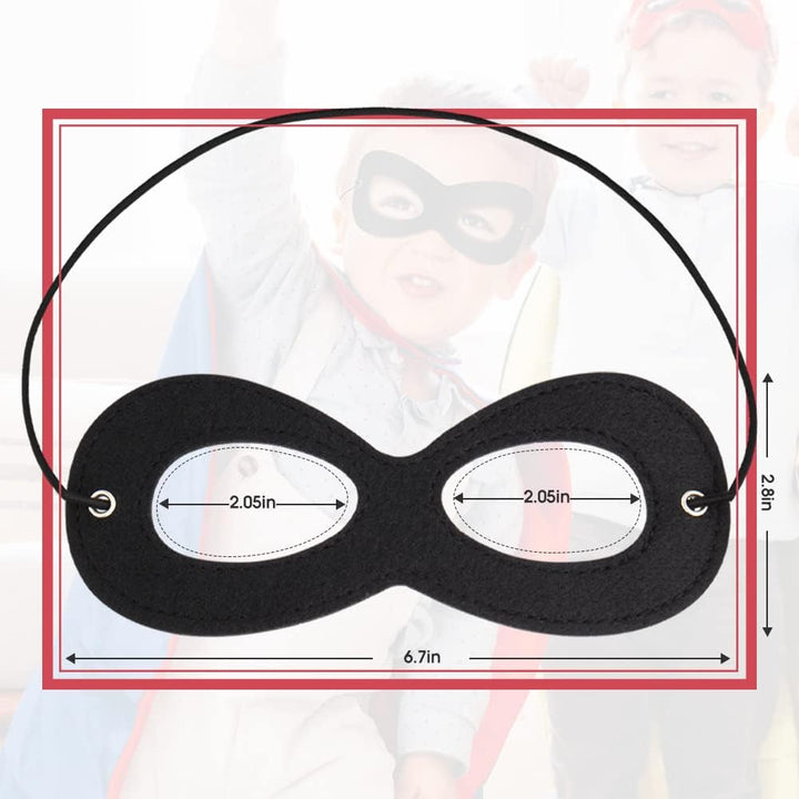 Superhero Mask, Black Felt Eye Mask, Halloween Dress Up, Adjustable Eyemask W/Elastic Rope