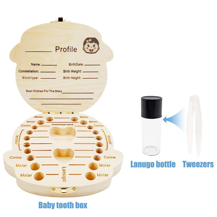 Baby Tooth Box Keepsake for Girls,Wooden Tooth Storage and Saver Box for Lost Teeth Children,Newborn Baby Birthday and Shower Gift