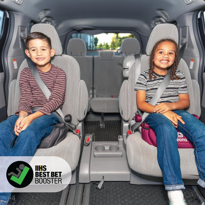 Solana, No Latch, Single Backless Booster Car Seat, Lightweight, Machine Washable Covers, Cup Holders, Pink