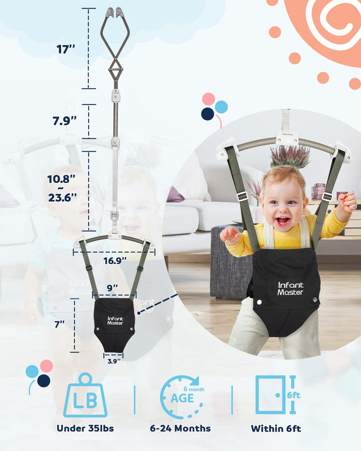 Baby Doorway Jumpers, Sturdy Johnny Jumper Adjustable 10.8"-23.6" Strap, Soft Baby Johnny Bouncer W/Seat Bag, Protable Doorway Jumper and Boucer for Baby, Ideal Gift for Infant