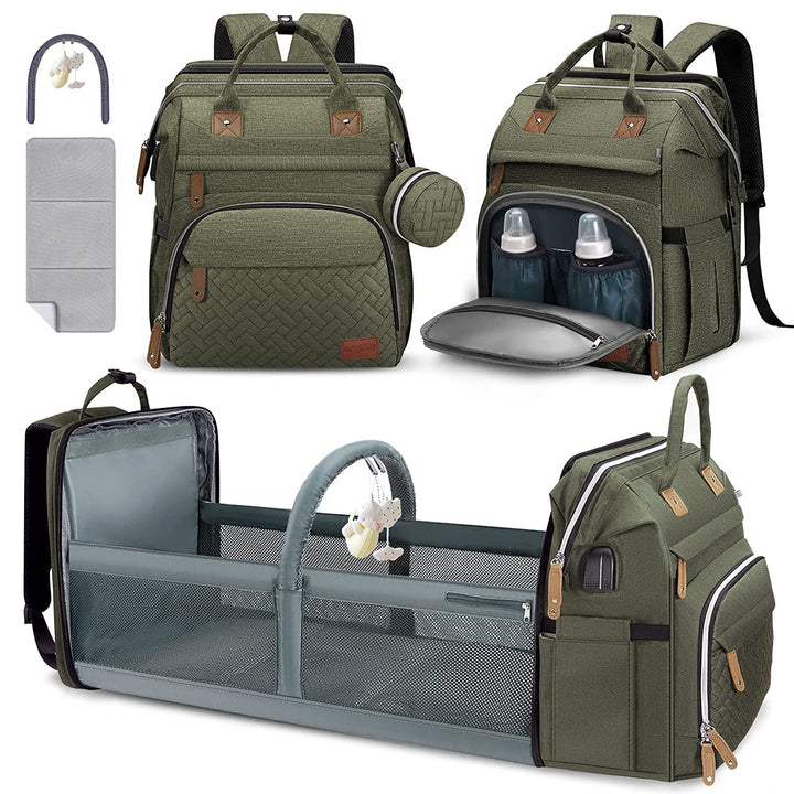 Diaper Bag Backpack – Large Capacity Baby Diaper Bag with Changing Pad, Waterproof Travel Backpack for Boys & Girls, Multi-Function Baby Bag with USB Charging Port, Black