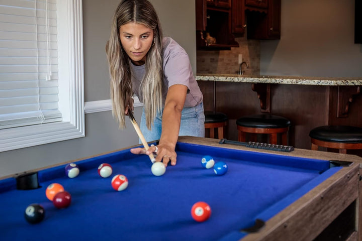 56” 4-In-1 Swivel Multi-Game Table - Air Hockey, Billiards, Foosball, Ping Pong - Rustic Wood Grain Finish, Brown