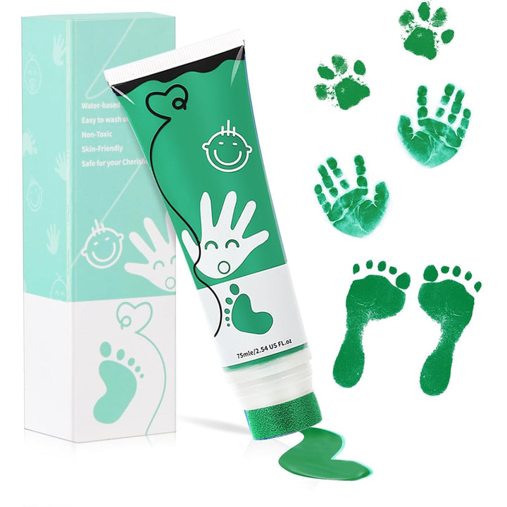 75Ml Black Baby Hand and Footprint Ink Kit, Baby Handprint Footprint Paint for Newborn Keepsake, Dog Cat Paw Print Kit, Washable, Non Toxic Acid-Free, Safe Gentle for Ideal New Mom Gifts