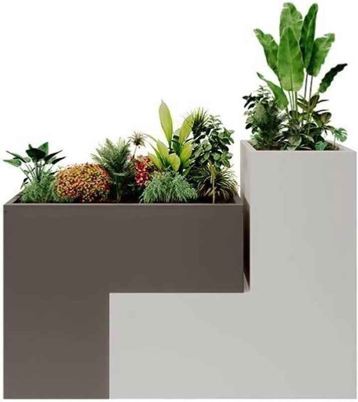 Outdoor Park Planter Bench Outdoor Iron Flower Box Seat Garden Park Leisure Area Sitting Bench Planter Geometric Puzzle Designs Park Flower Box Bench(Medium)