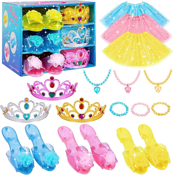 Princess Dress up for Girls - Dress up Clothes for Girls with Princess Shoes, Toys for Toddler Kids 3,4,5,6 Year Old