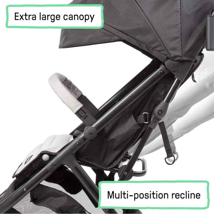 Ingenuity 3Dquickclose CS+ Compact Fold Stroller – Lightweight Stroller with Oversized Canopy, Extra-Large Storage and Compact Fold, Gray