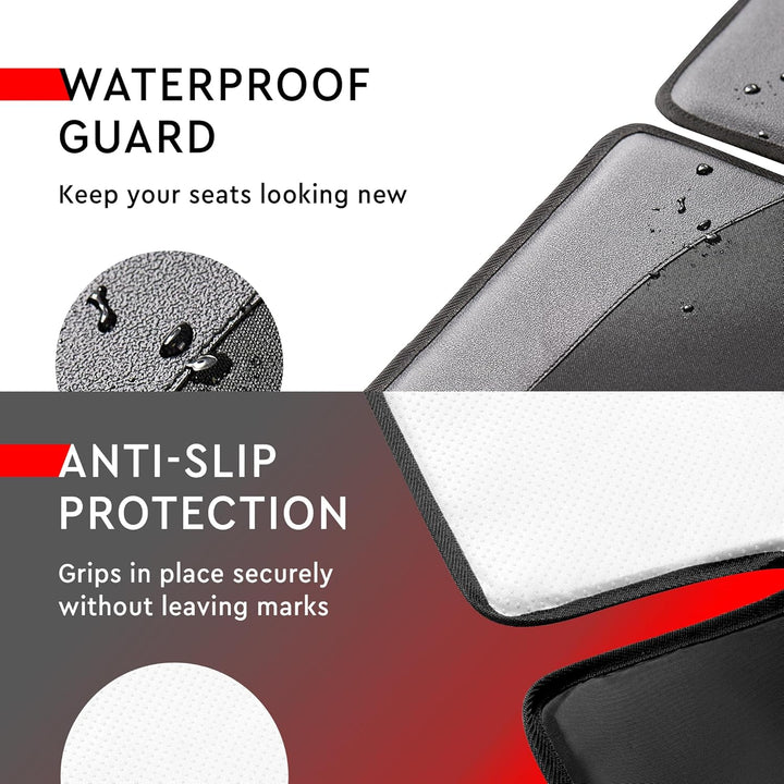 Carseat Protector with Thickest Padding, 2 Pack Auto Seat Pad from Waterproof & Stain Resistant for Child Baby , Kick Mat Material for Leather and Fabric Seat
