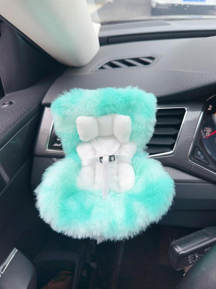 Doll Car Seat for 17Cm Dolls with Air Vent Clip and Desktop Stand, Cute and Functional Car Ornament for Blind Box Doll Fans, Collectors (Pink)