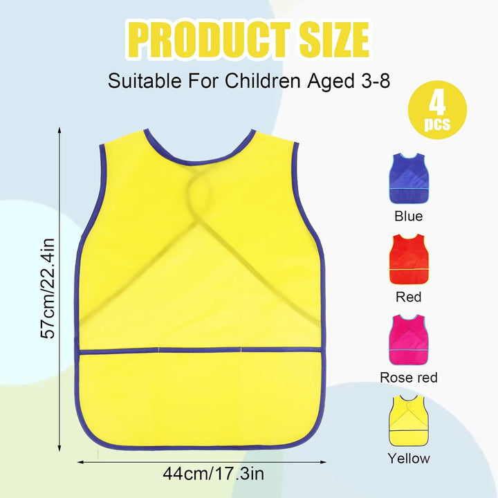 4/12/16 Art Smock for Kids Painting Aprons Sleeveless Painting Smock Kids Art Aprons with 3 Pocket for Age 3-8 Years