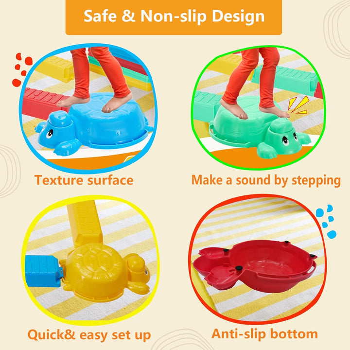 Balance Beams Stepping Stones for Kids - 12 Piece Turtle Jumping Stepping Stones Balance Beams, Toddler Indoor or Outdoor Play Obstacle Course, Sensory Play for Active Kids Ages 2 3 4 5 6 Year Old