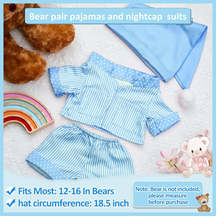 Stripe Bear Clothes Stuffed Animal Clothes 12 -16 Inch Build a Lovely Stuffed Animal Costumes and Accessories Fit, Bear Is Not Included(Blue)