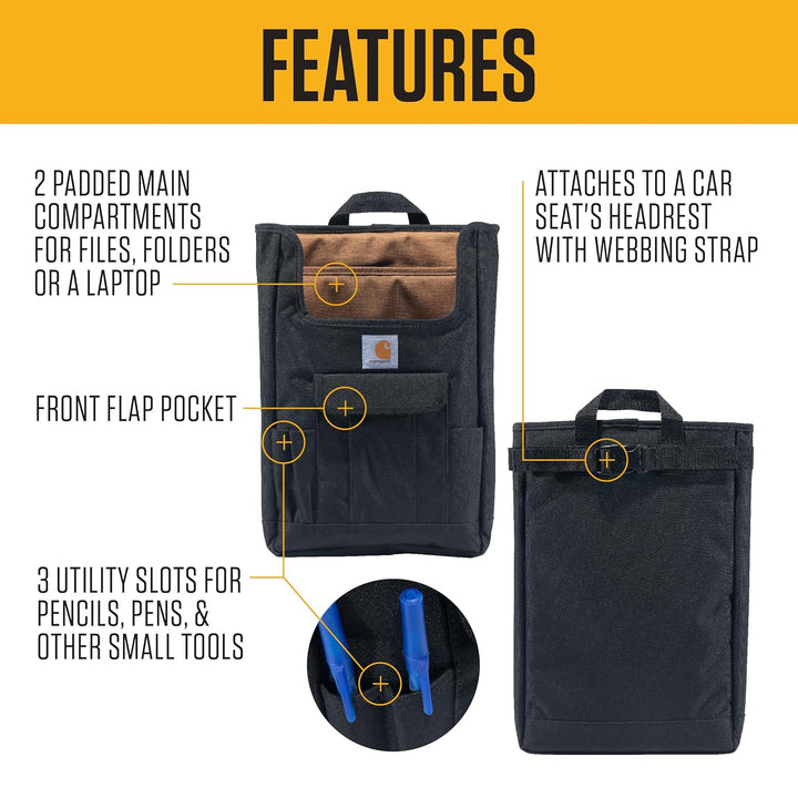 Front Seat Car Organizer, Passenger Seat Storage & Organization for Books, Files, Folders, Laptop & More, Front Seat Organizer (Black)
