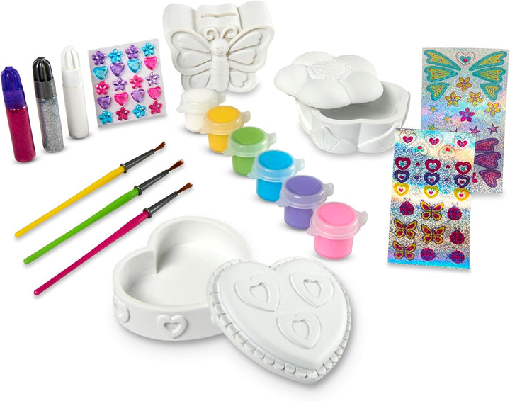 Created by Me! Favorite Things Craft Kits Set: Decorate-Your-Own Flower and Heart Treasure Boxes and Butterfly Bank