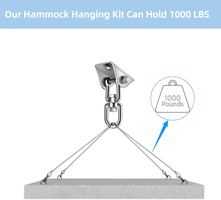Hammock Hanging Kit, 1000 Lb Capacity Heavy Duty 360° Rotate Swing Hooks for Chair, Yoga, Outdoor Patio Porch