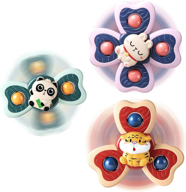3PCS Suction Cup Spinner Toys for 1 Year Old Boy Girl|Spinning Top Baby Toys 12 18 Months|1 2 Year Old Boy Birthday Gift|Baby Bath Toy for Kids Ages 1-3|Sensory Toy for Toddlers 1-3