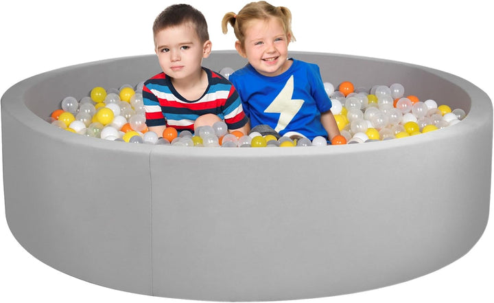 Foam Ball Pit for Kids Toddlers, round Soft Ball Pit, Kids Memory Ball Pits, Ideal Gift Toys for Children - (Balls NOT Included) - 36” X 12 - Grey
