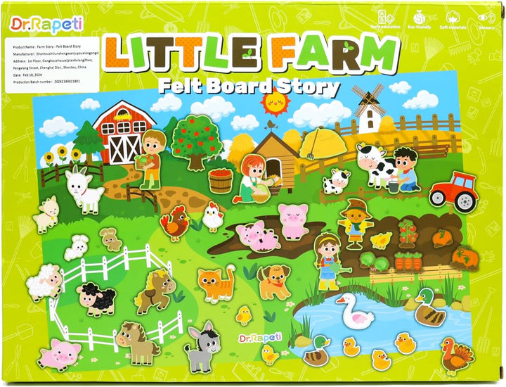 Farm Animals Felt Story Board Set 41PCS Preschool Farmhouse Barnyard Theme Busy Board Story Set Storytelling Early Learning Interactive Play Kit Wall Hanging for Toddlers Kids Children