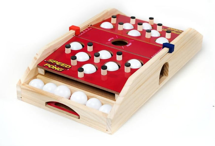 Speed Pong - Ball Bouncing Table Top Game for All Ages, Wooden 2-Player Challenge Game, Fun for Kids & Adults, Perfect for Parties & Family Gatherings