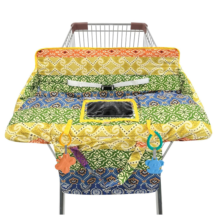 Shopping Cart Cover for Baby,2-In-1 High Chair Cover Soft,Portable, and Machine Washable,Comfortable Cotton Seat Pad with Safety Harness and Portable Cloth Bag,Fits All Supermarkets and Restaurants
