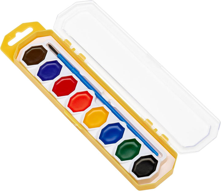 Washable Watercolors with Brush, 8 Colors, 1 Tray (10651)