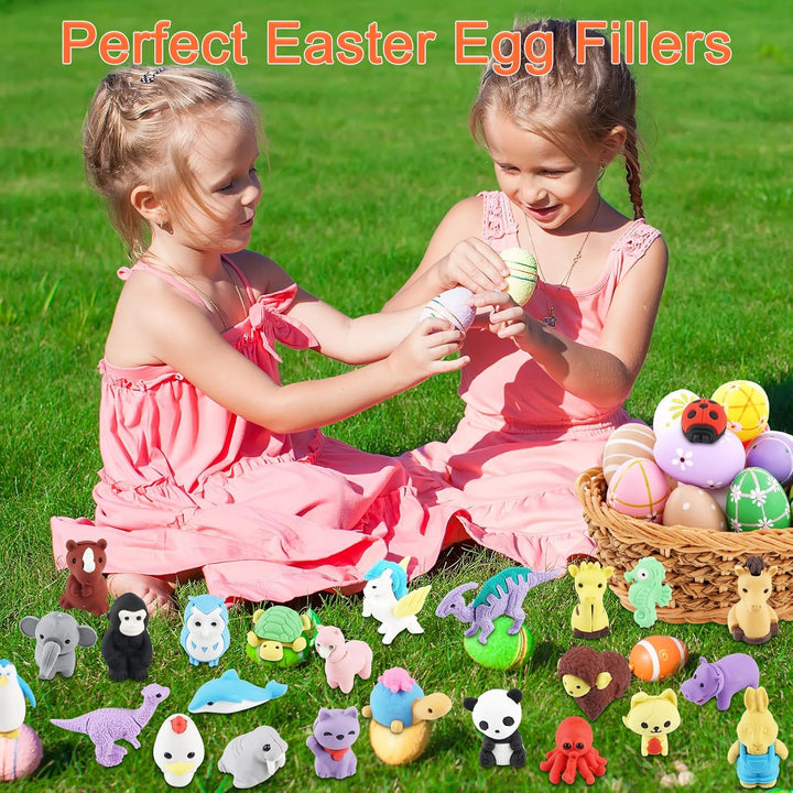 80Pcs Animal Erasers Kids Desk Pets Pencil Erasers 3D Puzzle Eraser Bulk Fun Cute Mini Animal Eraser Toys for Classroom Rewards, Game Prizes, Treasure Box, Easter Egg Fillers