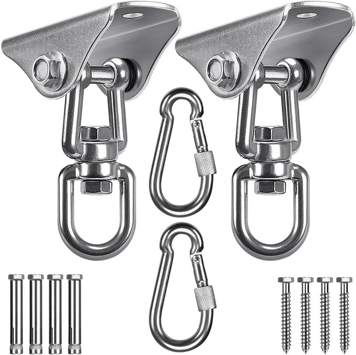 Stainless Steel Swing Hanger Heavy Duty Ceiling Swing Mount Free Swivel Swing Hook Swing Hardware Kit for Yoga Swing Hammock Chair Porch Swing Sets Heavy Punching Bag 1000 LB Capacity