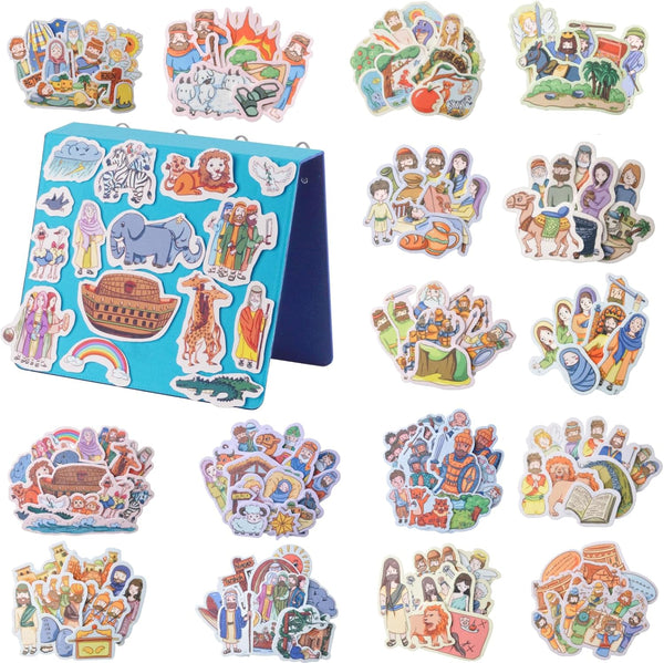 16 Pack Felt Board Bible Stories Set, Flannel Board Stories with a Multi-Functional Felt Pieces Storage Binder for Preschool Activities, Included Noah'S Ark, Adam and Eve, the Nativity of Jesus