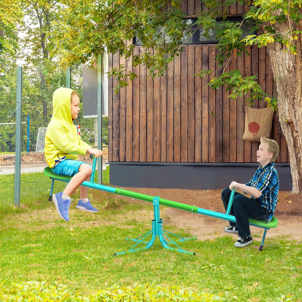 Seesaw, Sit and Spin Teeter Totter, 3-Section Reinforced Frame for Enhanced Stability, Kids Outdoor Playground Equipment, Swiveling 360° Rotating for Ages 4-8, Safety Certified