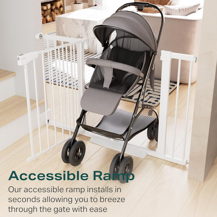 29.7-46" Baby Gate for Stairs, Toddler Safety Essentials for the House, Auto Close Dog Gate for Doorways, Mom'S Choice Awards Winner-Easy Install Pressure Mounted Pet Gates for Dogs, White