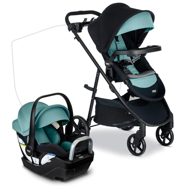 Willow Brook S+ Baby Travel System, Infant Car Seat and Stroller Combo with Alpine Base, Clicktight Technology, Safewash Insert and Cover, Sand Onyx
