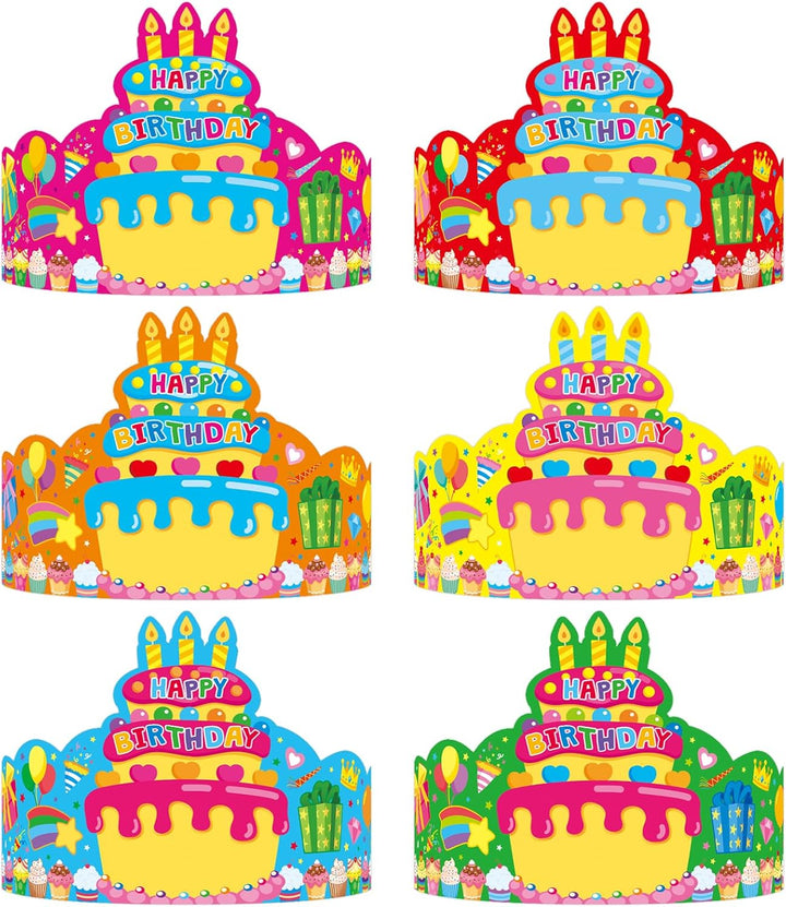 36 Pack Birthday Crowns for Kids Colorful Paper Party Hats Birthday Crown Set for Teachers Students Classroom