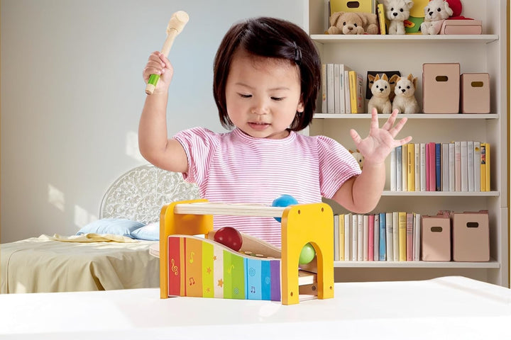 Pound & Tap Bench with Slide Out Xylophone - Award Winning Durable Wooden Musical Pounding Toy for Toddlers