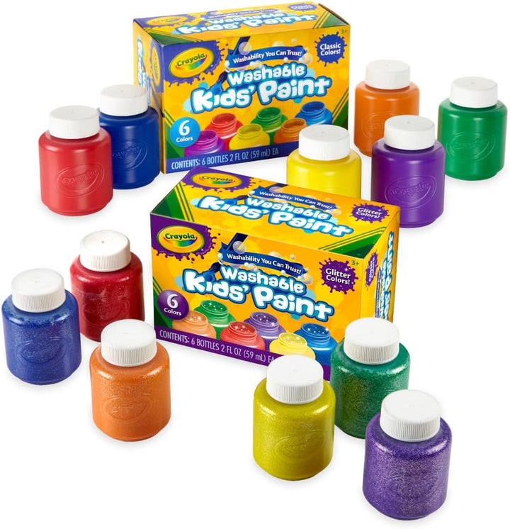 Washable Kids Paint (6Ct), Essential Preschool Supplies, Paint Set for Kids, Must Have Arts & Crafts Supplies, Nontoxic, Preschool Learning Activities for Toddlers