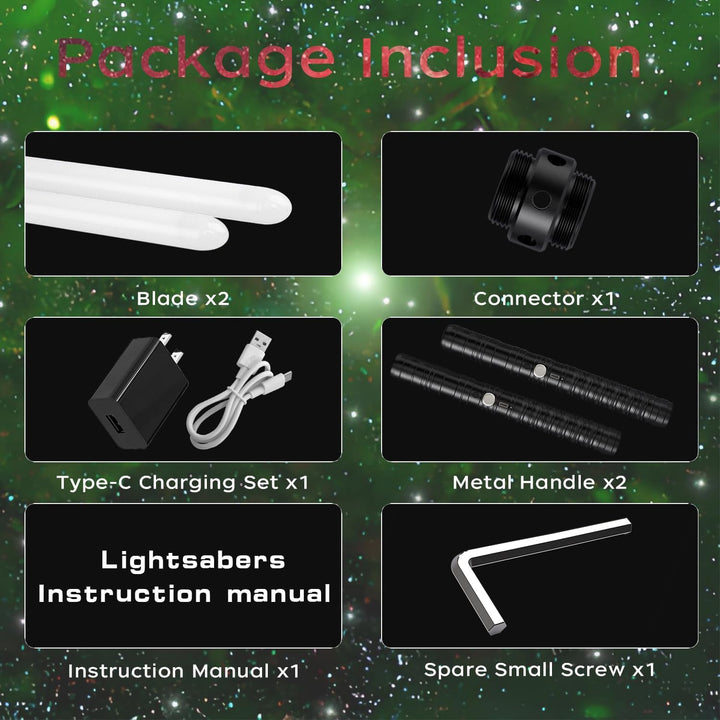 Lightsabers Metal Hilt Dueling Light Sabers RGB 16 Color, FX Sound, Doubled Blade, Rechargeable Sword for Adult Kids Birthday Thanksgiving Xmas Toys Gift Halloween Cosplay