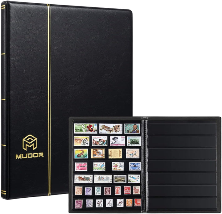 Stamp Collecting Album, 7 Rows Pockets Stamp Book for Collectors, 10 Sheets Stamp Stockbook