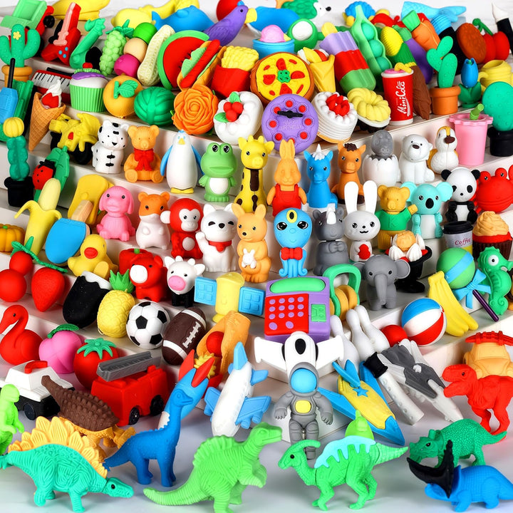 80Pcs Animal Erasers Kids Desk Pets Pencil Erasers 3D Puzzle Eraser Bulk Fun Cute Mini Animal Eraser Toys for Classroom Rewards, Game Prizes, Treasure Box, Easter Egg Fillers