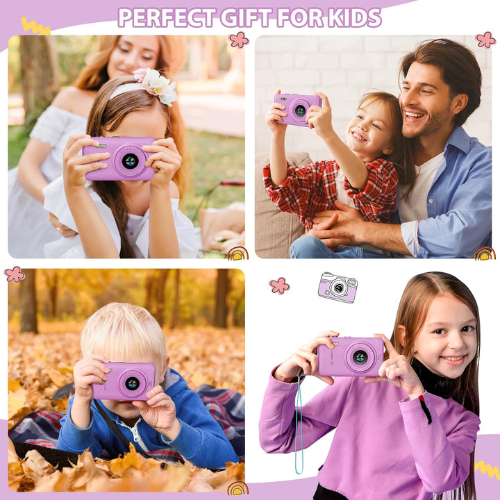 Kids Camera Toys for Boys Girls,Digital Video Camera Toys for Kids with MP3 Music Player and 32GB SD Card,Ideas Birthday Gifts for 4 5 6 7 8 9 10+ Years Old Little Girls and Boys(Purple)