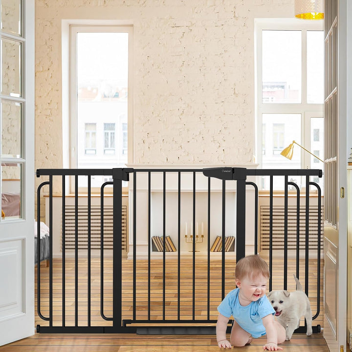 29.7-46" Baby Gate for Stairs, Toddler Safety Essentials for the House, Auto Close Dog Gate for Doorways, Mom'S Choice Awards Winner-Easy Install Pressure Mounted Pet Gates for Dogs, White
