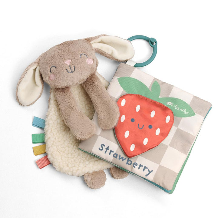 Farm Toy Gift Set - Includes Cow Lovey & Farm-Themed Busy Ring Car Seat and Stroller Toy - Features Crinkle Sounds, Engaging Textures & Silicone Teething Relief (Farm)