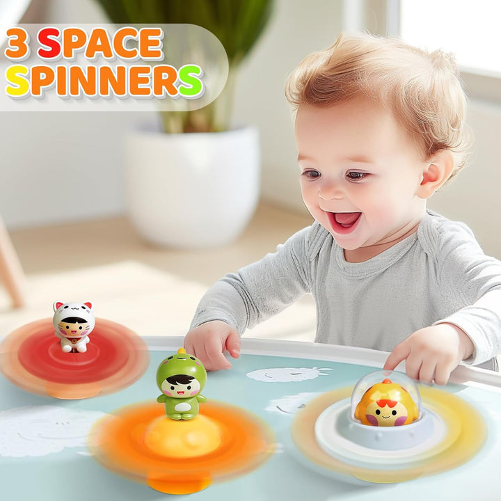 Suction Cup Spinner Toys for 1 2 3 Years Old Boys Girls, Bath Toys for Toddlers 1-3, Travel Toys for Kids Car Rides Flight Trip, Novelty Spinning Top for Baby Gifts