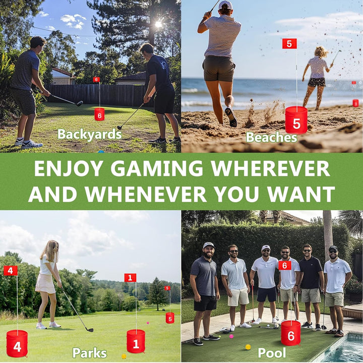 6 Hole Backyard Game Golf Yard Practice, Outdoor Indoor Backyard Golf Game Gifts for Yard, Lawn, Park, Yard, Beach (6 Hole Golf Game)