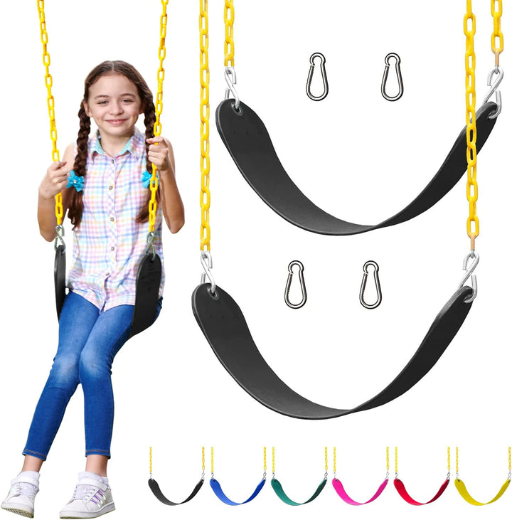 Swings for Outdoor Swing Set - Pack of 2 Swing Seat Replacement Kits with Heavy Duty Chains - Backyard Swingset Playground Accessories for Kids (Green)