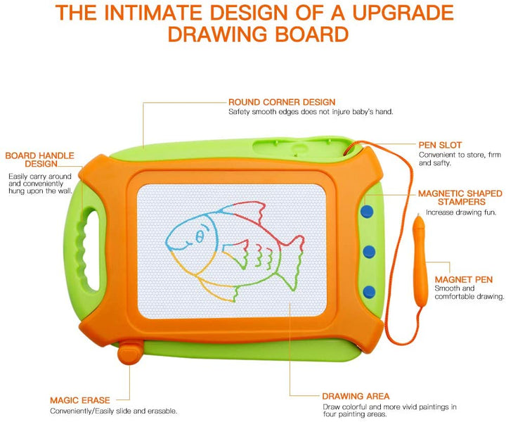 Magnetic Drawing Board for Toddlers,Travel Size Toddlers Toys a Etch Toddler Sketch Colorful Erasable with One Carry Bag Magnet Pen and Three Stampers