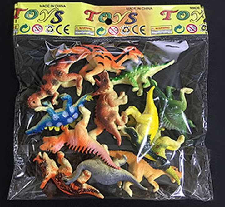 Plastic Assorted Mini Dinosaur Figures, Little Dinosaur Figurine, Small Dino Toy 1.5 Inch - 3 Inch, Great for Dino Cake Topper, Easter Eggs Filler, Pack of 12