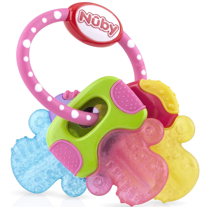 Ice Gel Teether Keys - Silicone Soothing Baby Teether Toys for Infants - Gentle for Sore Gums Colorful and Fun Toys - Safe and Durable Infant Baby Teething Toy - Blue