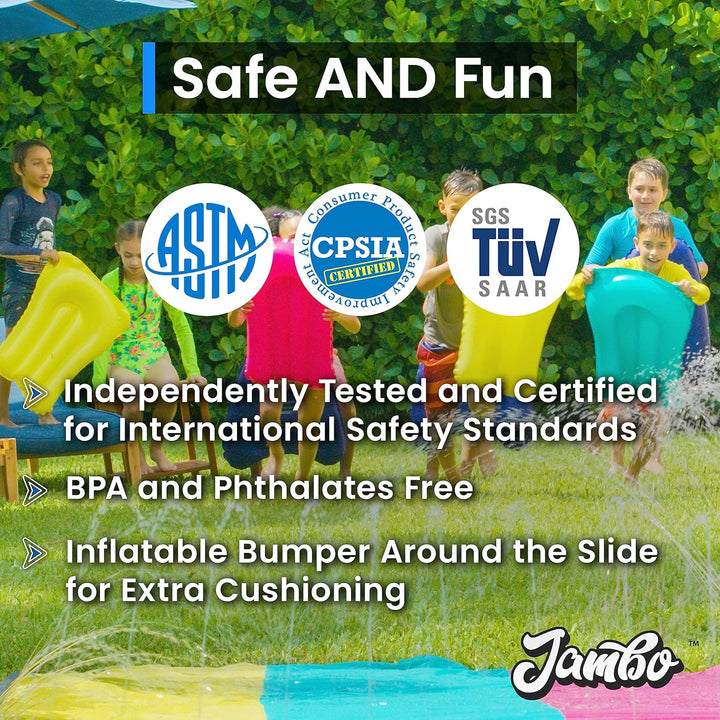XL 20Ft Premium Slip Splash and Slide with 3 Bodyboards, Heavy Duty Water Slide- Advanced 3-Way Water Sprinkler System, Backyard Waterslide Outdoor Water Toys N Slides for Kids Splash Pad