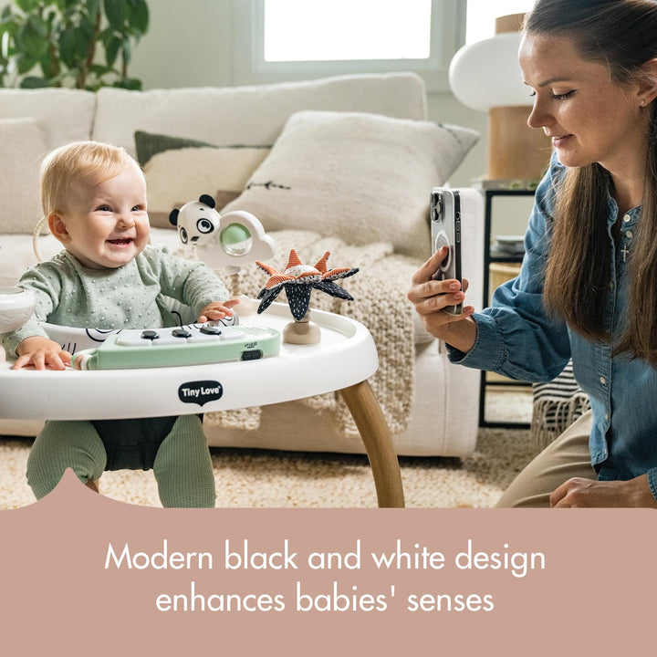 5-In-1 Here I Grow Stationary Activity Center – Black & White Décor Collection, Black & White